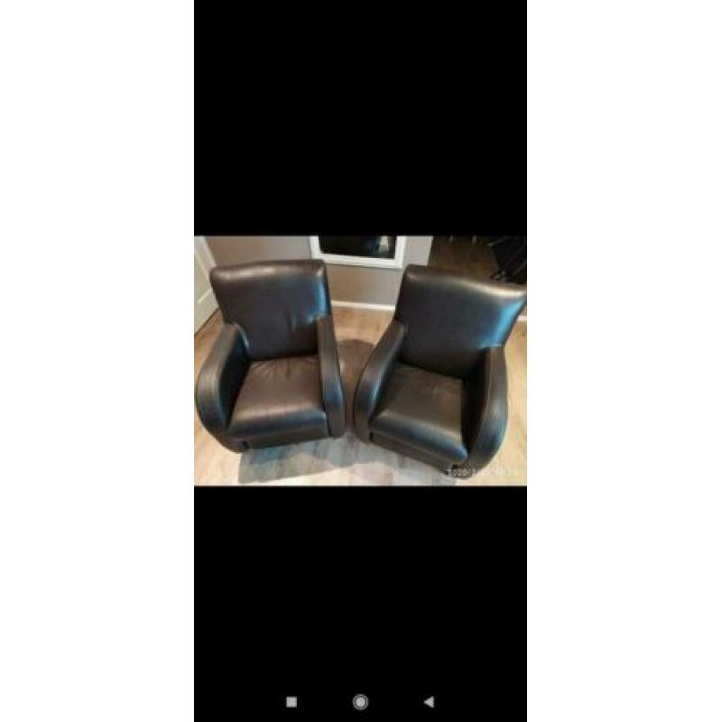 Kalfsleren fauteuils, 2 stuks
