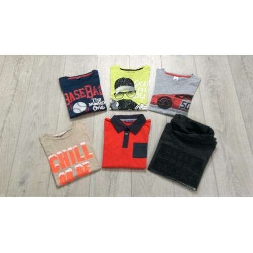 6 stoere jongens t-shirts maat 134/140