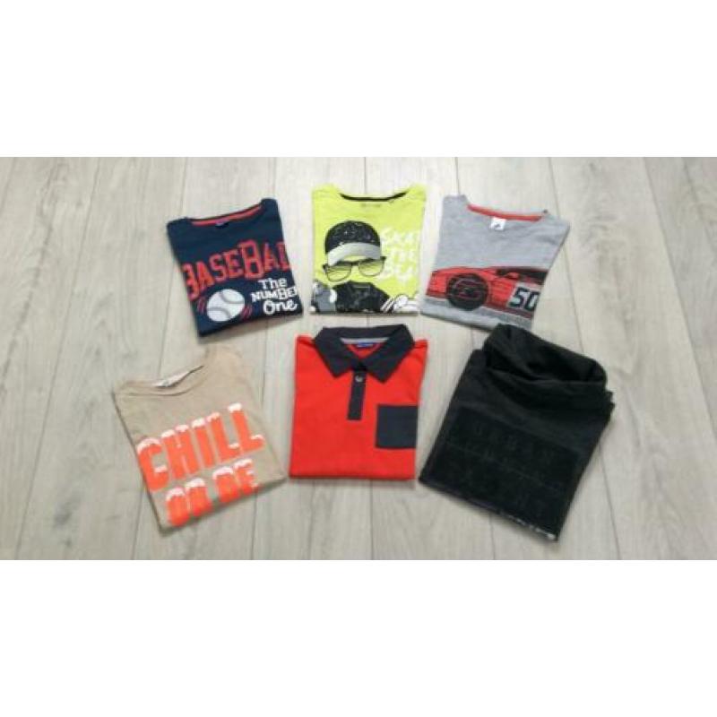 6 stoere jongens t-shirts maat 134/140