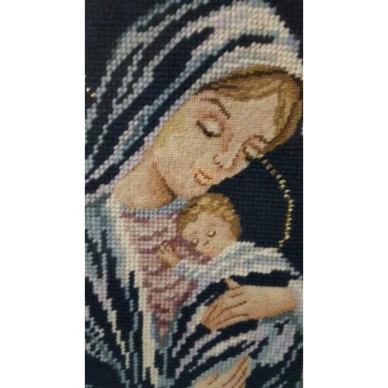 geborduurd schilderij maria en jezus