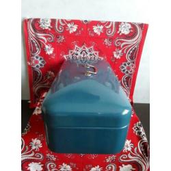 Mooie emaille petrol-blauwe broodtrommel/ en meer !!!!!!!!!