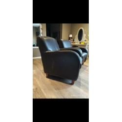 Kalfsleren fauteuils, 2 stuks
