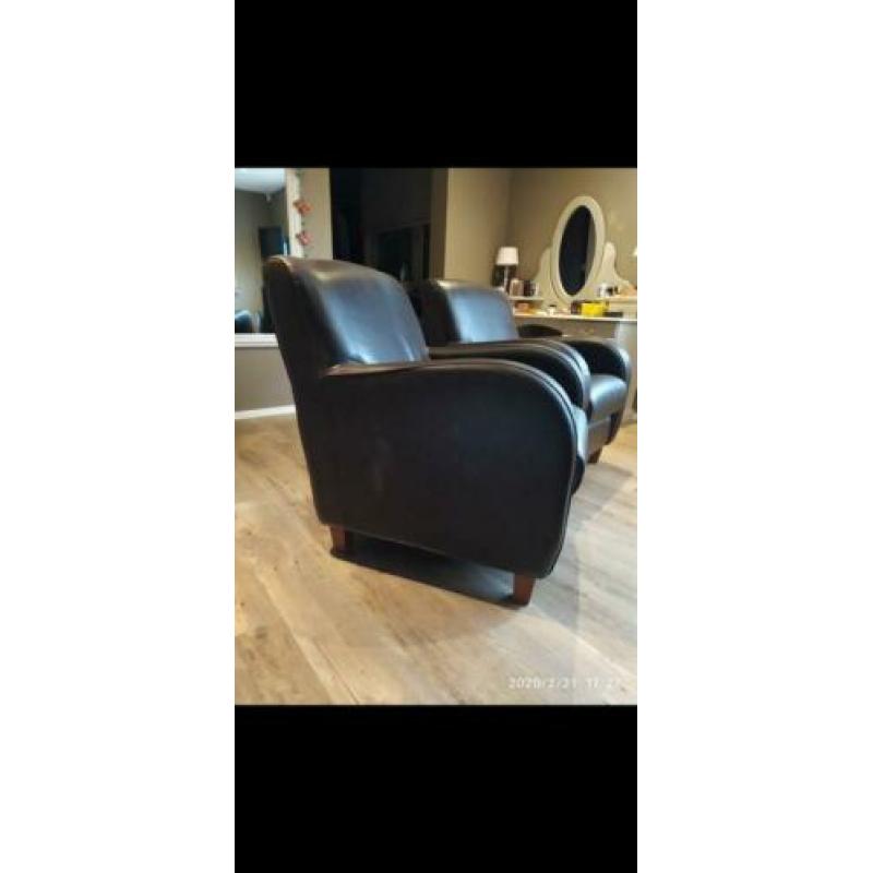 Kalfsleren fauteuils, 2 stuks
