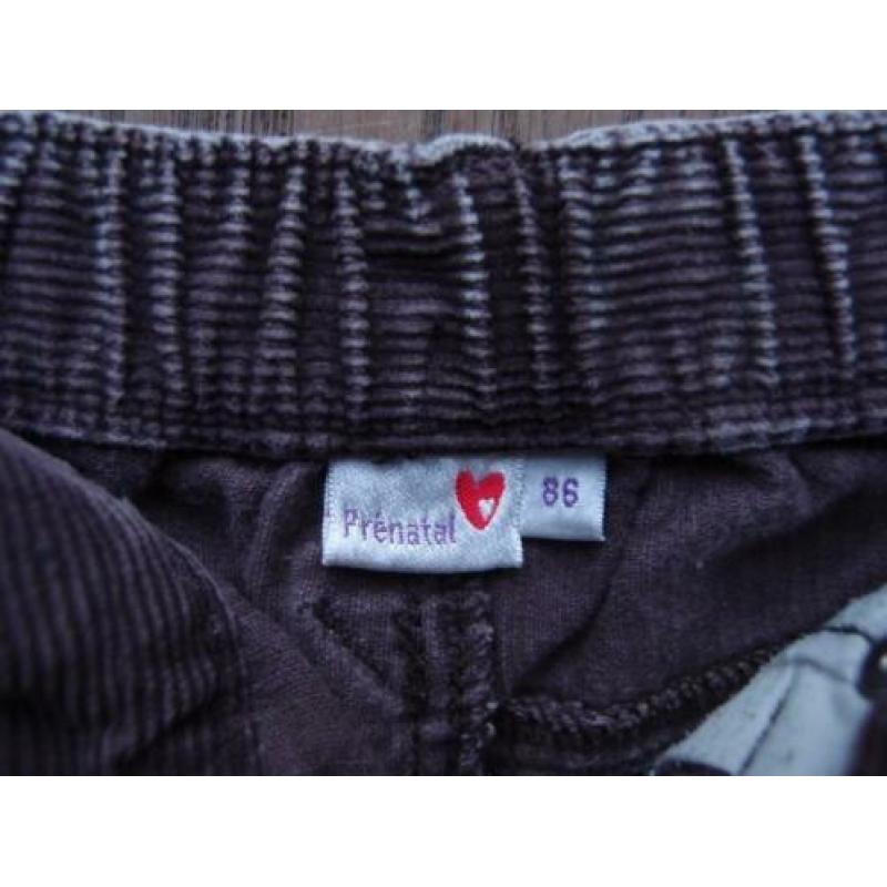 Stoere jongens Prénatal rib broek druk knoop maat 86