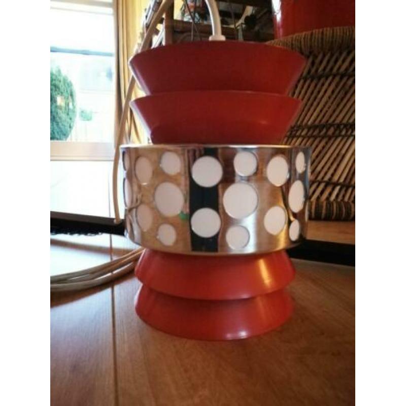 Vintage hanglamp 70s design kelken oranje retro chroom meta