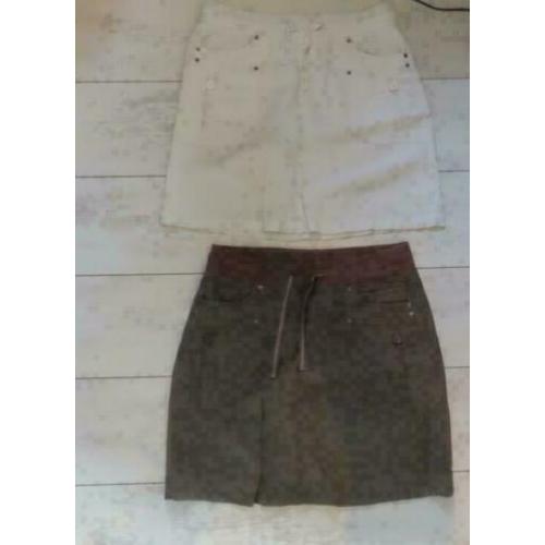 Vero Moda minirok 2 stuks wit en bruin maat 36