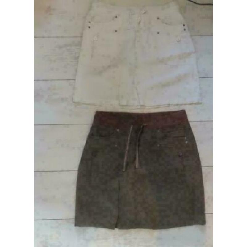 Vero Moda minirok 2 stuks wit en bruin maat 36