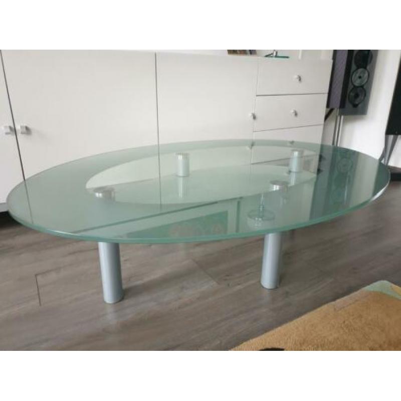 Glazen Salontafel, Ovaal met twee niveaus