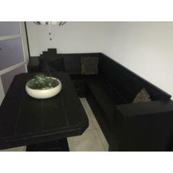 Steigerhout eethoek-set (hoekbank met tafel)