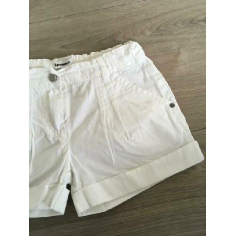 3 POMMES korte broek wit nieuwstaat mt 104 D4