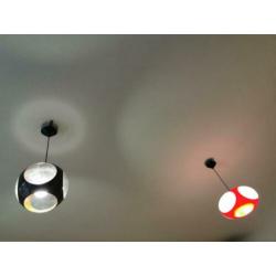 Retro hanglamp rood colani space age en bruin