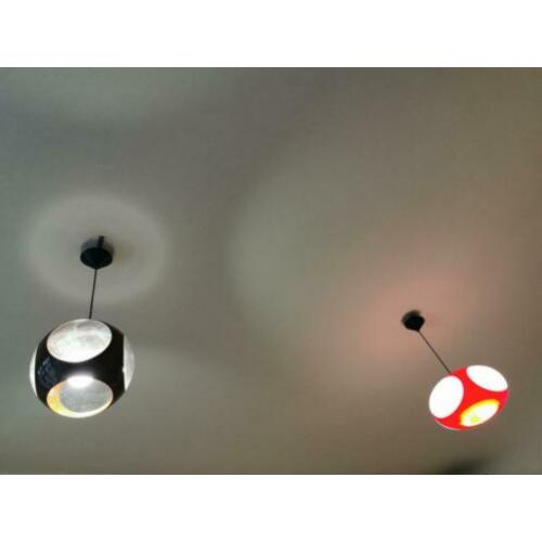 Retro hanglamp rood colani space age en bruin