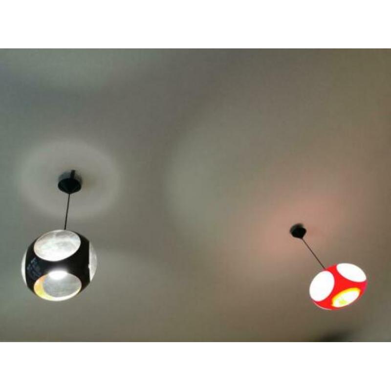 Retro hanglamp rood colani space age en bruin
