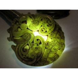 Mooie handgesneden chinese oude jade amulet met draken 923#