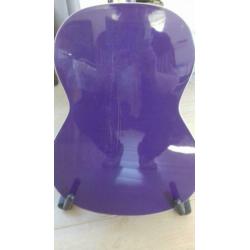 7/8 gitaar in de kleur paars met glitters incl. hoes
