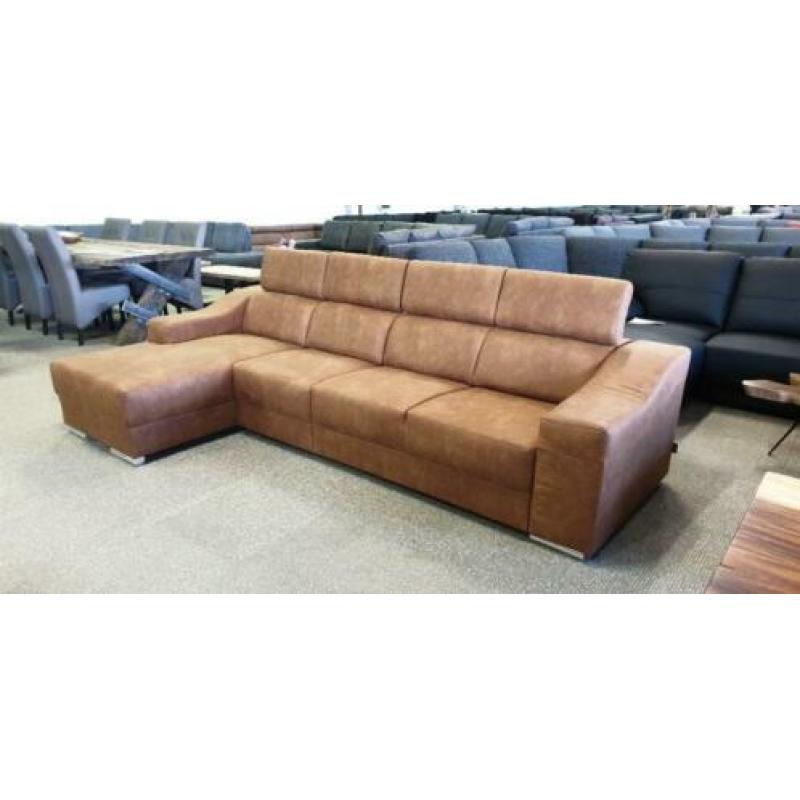 &342 cognac bruin stof loungebank