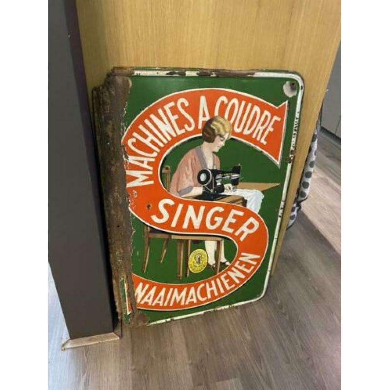 Singer emaille reclame bord 1933