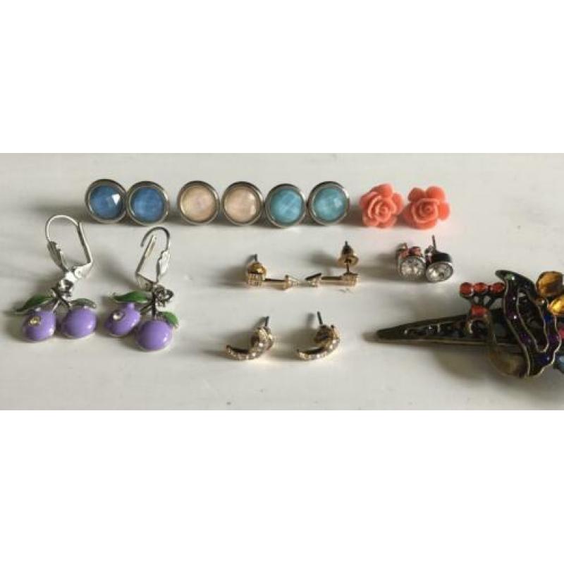 Leuke set oorknopjes en haarklem