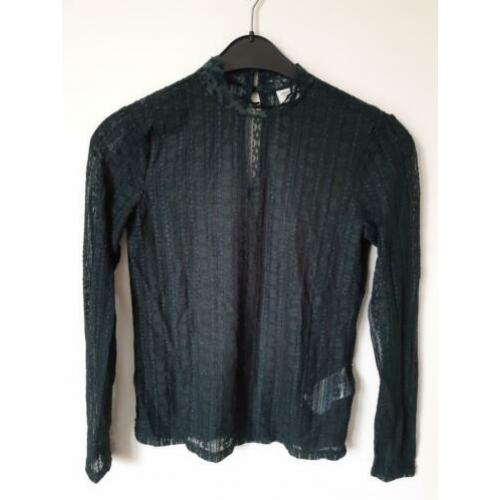Kanten groene top lange mouwen, maat XS