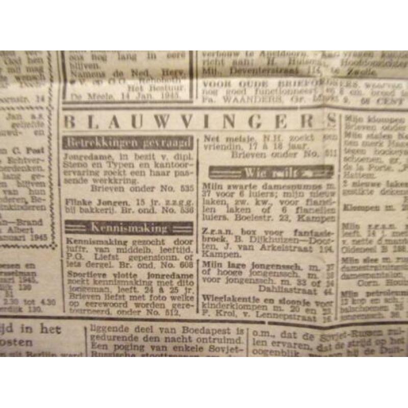2x WO II. Prov. Overijsselsche en Zwolsche Courant 20. Jan.