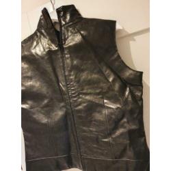 Leren gilet vintage echt leer zwart luxe zoals ganni m l