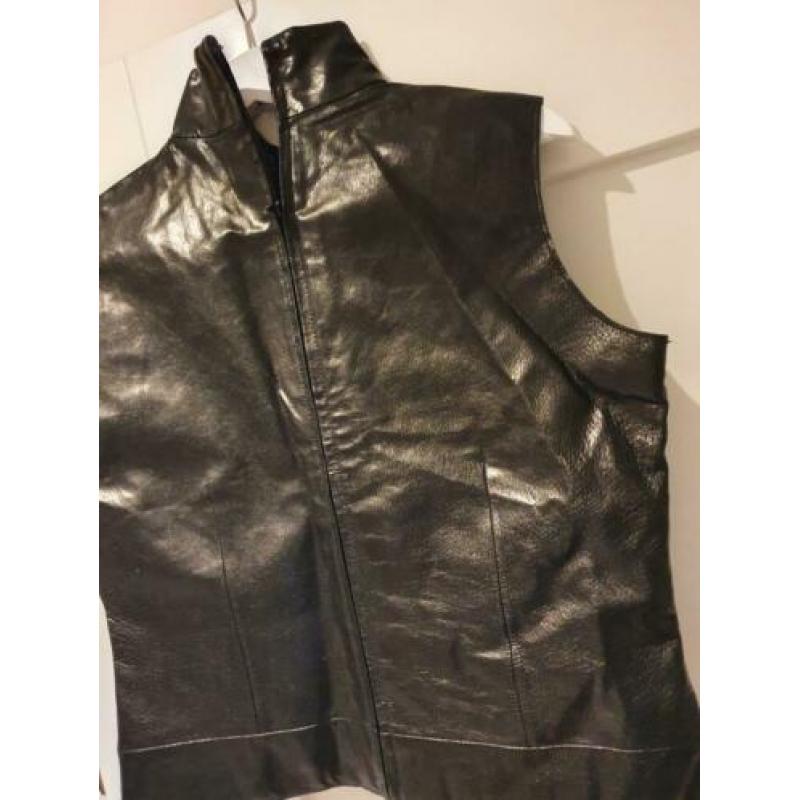 Leren gilet vintage echt leer zwart luxe zoals ganni m l