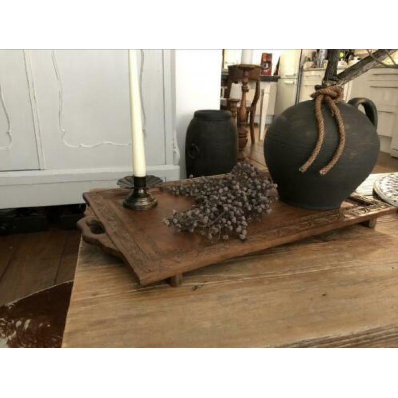 Mooi bewerkt houten dienblad