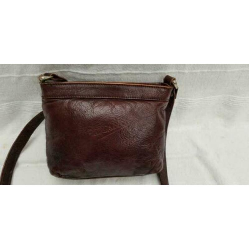 D580: Vintage PIERO EBACCI schoudertas bruin leder