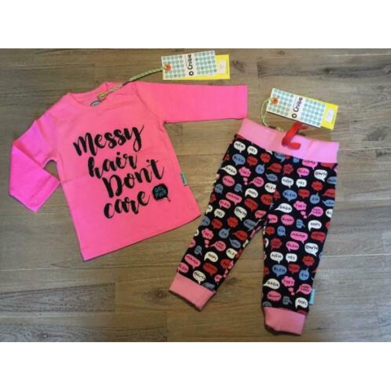 Nieuw setje O’Chillie longsleeve en broekje roze print, 68
