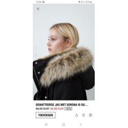 Zara parka winterjas bont maat m zwart als nieuw
