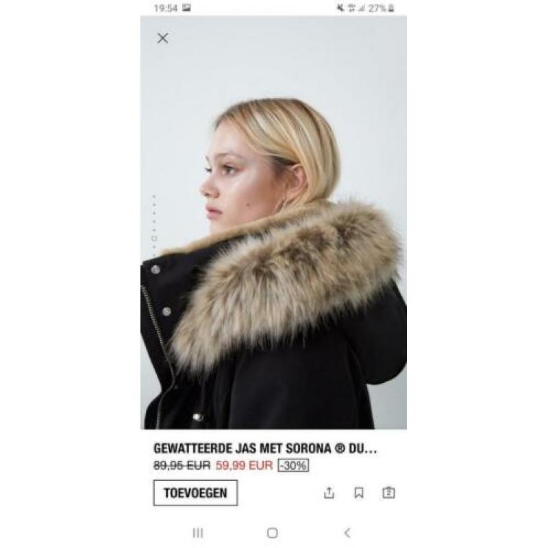 Zara parka winterjas bont maat m zwart als nieuw