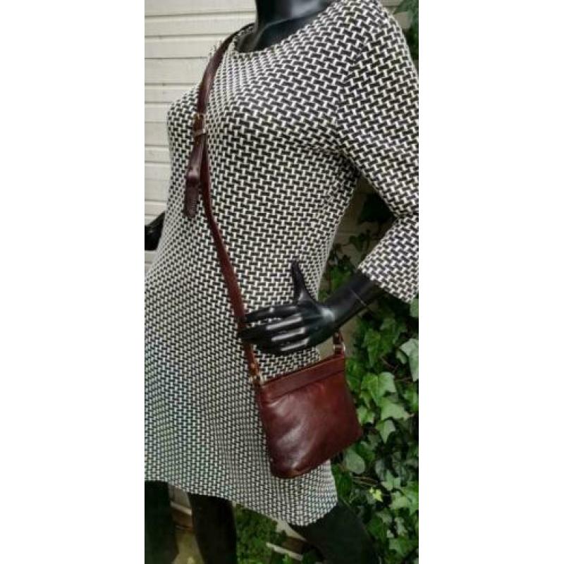 D580: Vintage PIERO EBACCI schoudertas bruin leder
