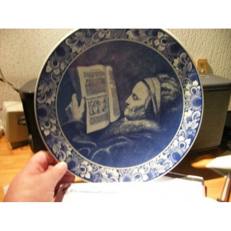 blauw bord Moeder van Rembrandt Delfts Blauw