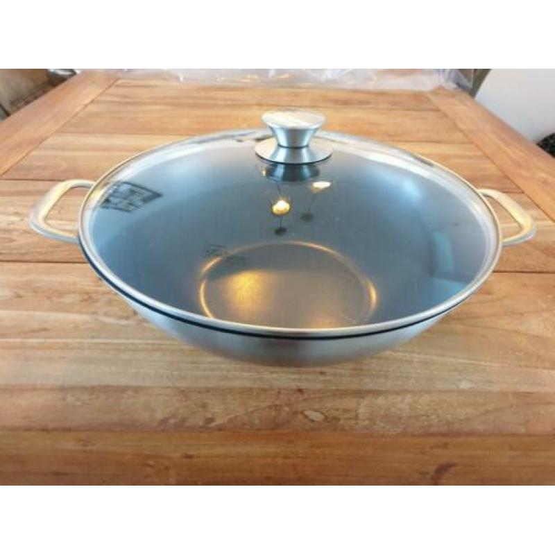 Fontignac wok met glasdeksel 34 cm. Z.g.a.n.