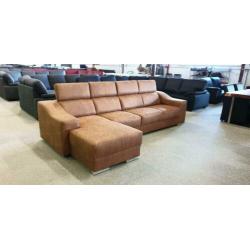 &342 cognac bruin stof loungebank