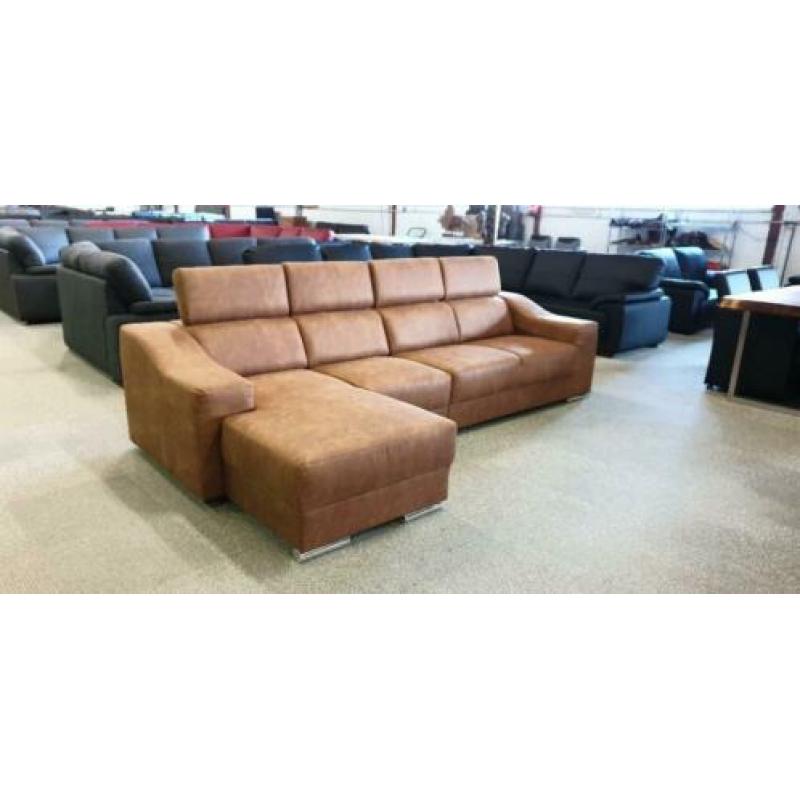 &342 cognac bruin stof loungebank