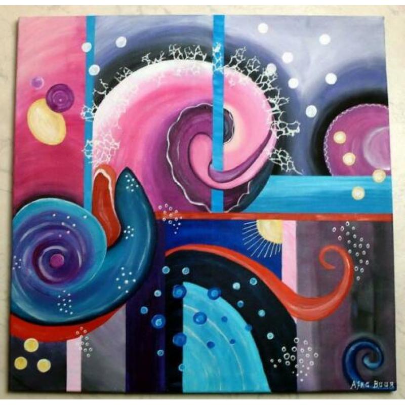 Vrolijke nieuwe & handgeschilderde acrylschilderijen