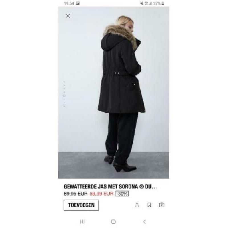 Zara parka winterjas bont maat m zwart als nieuw