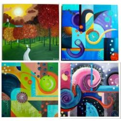 Vrolijke nieuwe & handgeschilderde acrylschilderijen