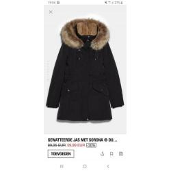 Zara parka winterjas bont maat m zwart als nieuw