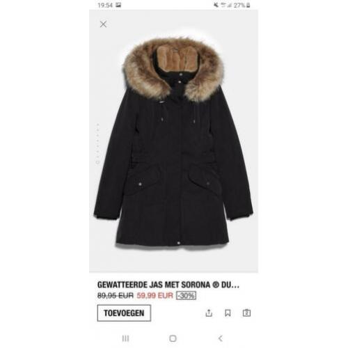 Zara parka winterjas bont maat m zwart als nieuw