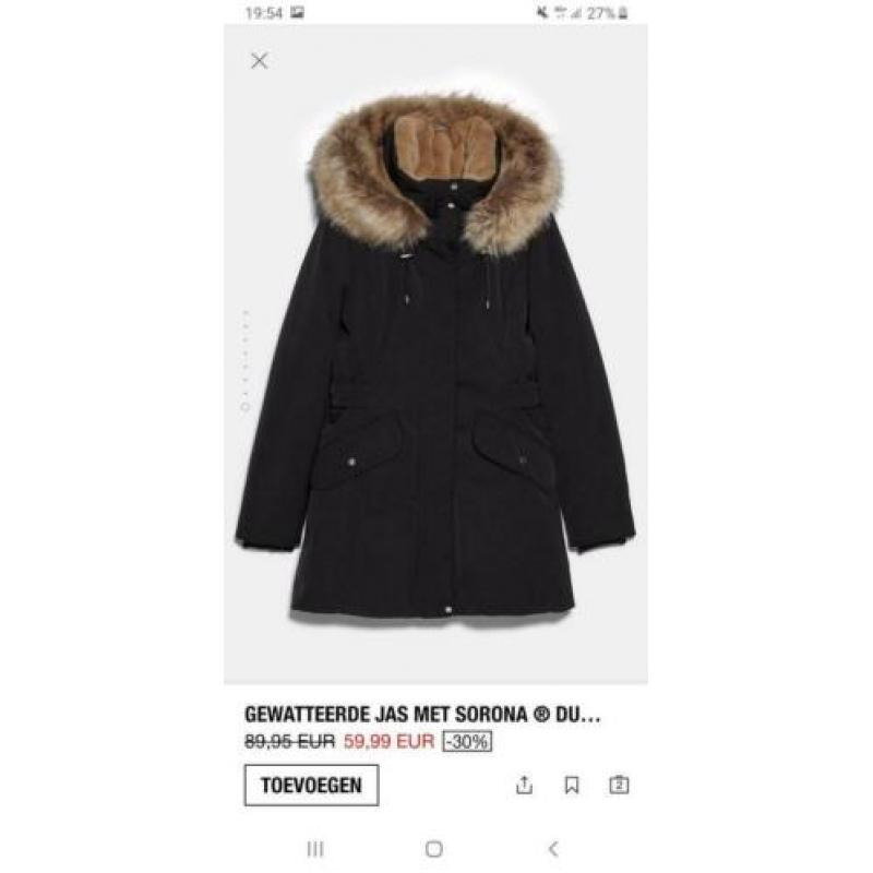 Zara parka winterjas bont maat m zwart als nieuw