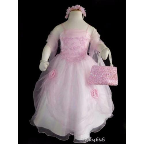 146-152 roze bruidsmeisjesjurk feestjurk kinderbruidskleding
