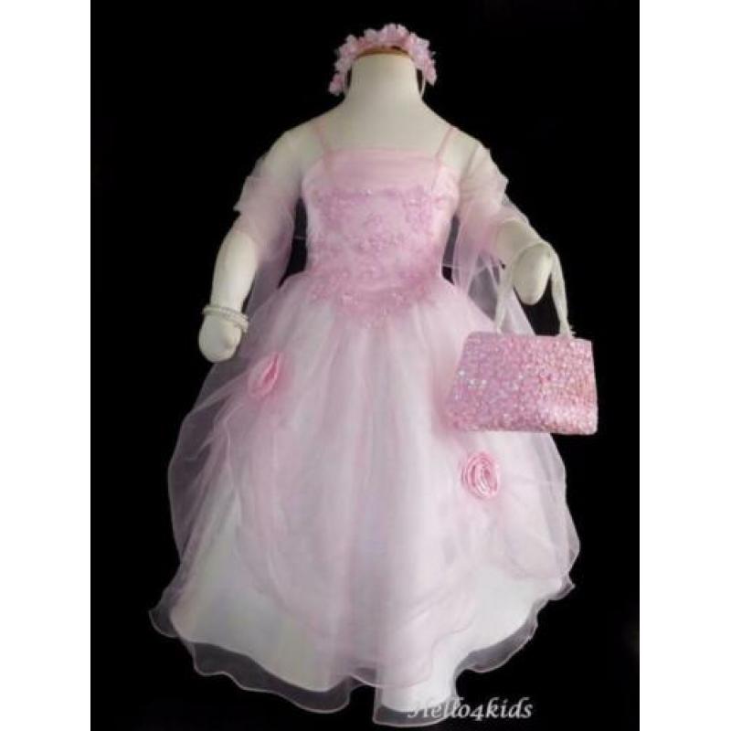 146-152 roze bruidsmeisjesjurk feestjurk kinderbruidskleding