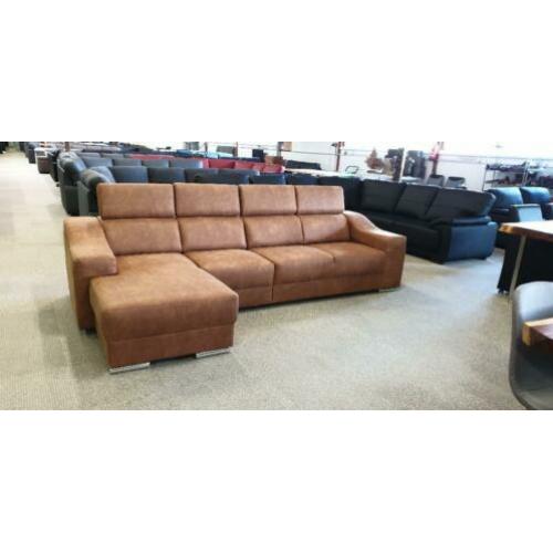 &342 cognac bruin stof loungebank