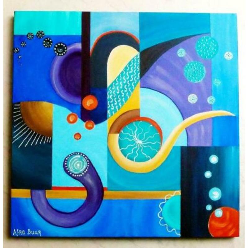 Vrolijke nieuwe & handgeschilderde acrylschilderijen