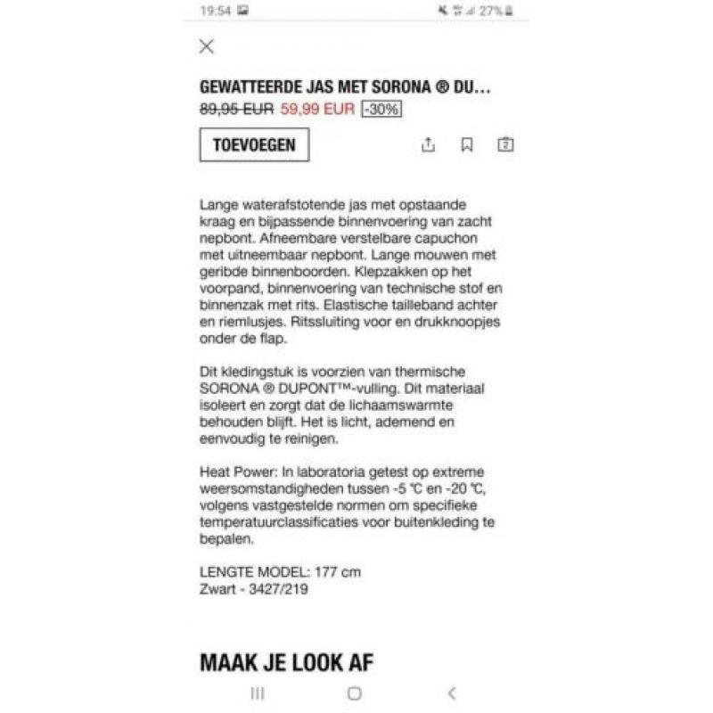 Zara parka winterjas bont maat m zwart als nieuw