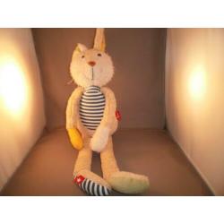 sigikid konijn 65 cm gestrekt creme/lichtbruin velours met