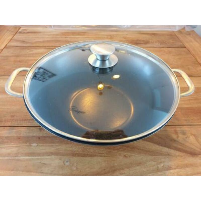 Fontignac wok met glasdeksel 34 cm. Z.g.a.n.