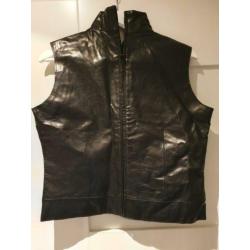 Leren gilet vintage echt leer zwart luxe zoals ganni m l